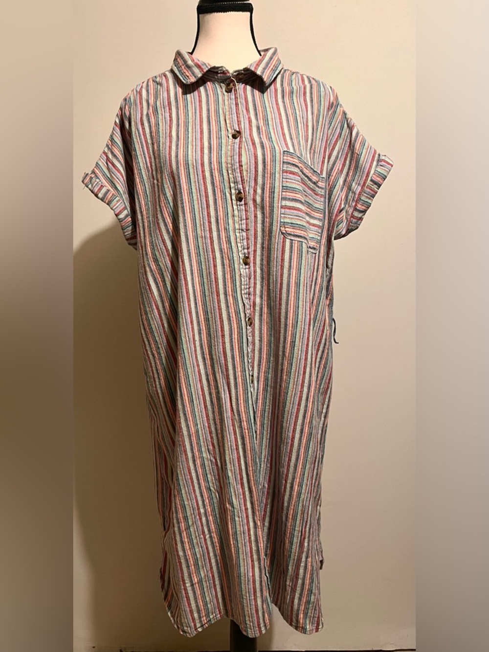 American Eagle Outfitters Multicolor Striped Cotton Shirt Dress